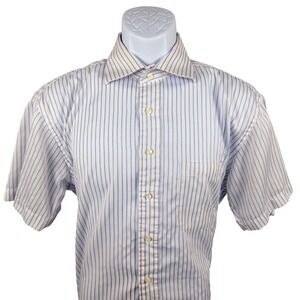 Zegna Striped‎ Short Sleeve Button Up Casual Shirt Cotton Size 17